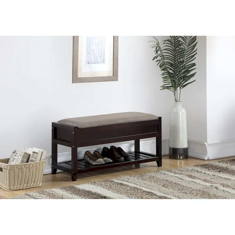 Seating Bench with Shoe Storage, Espresso
