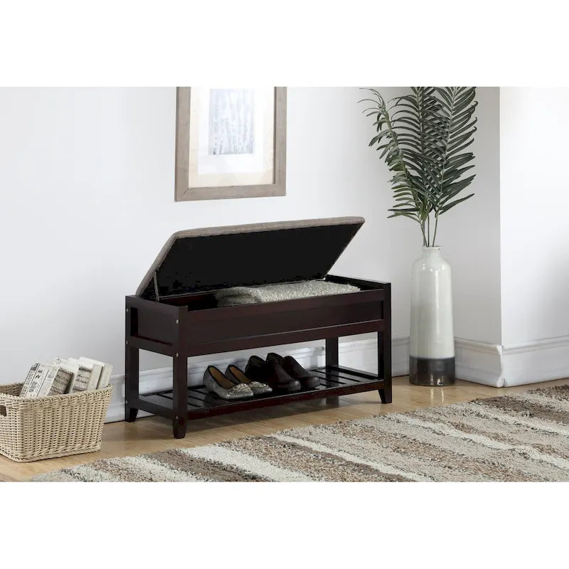 Seating Bench with Shoe Storage, Espresso