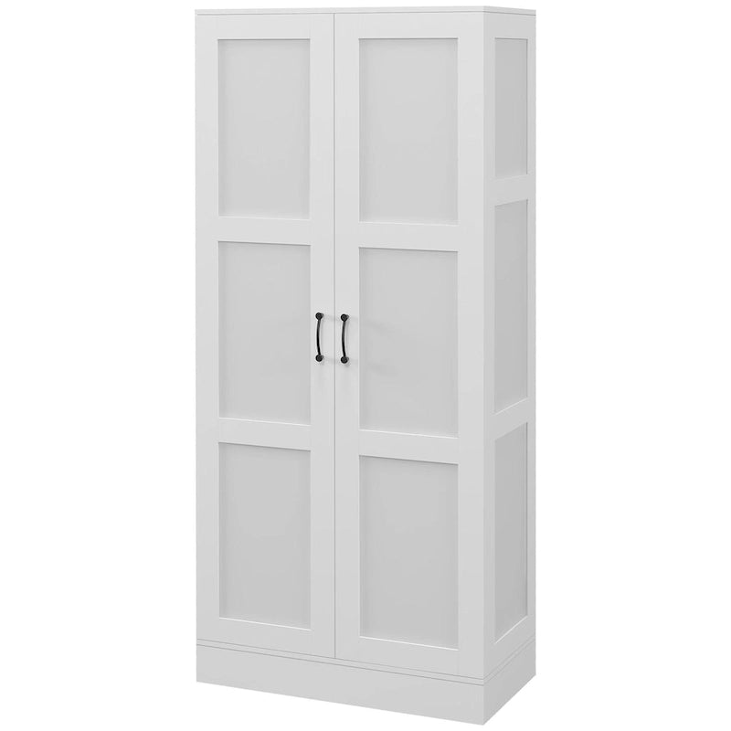 71 Tall Storage Cabinet with Movable Storage Shelves, Modern Style Pantry Cupboard Cabinet with Soft Close Doors, White