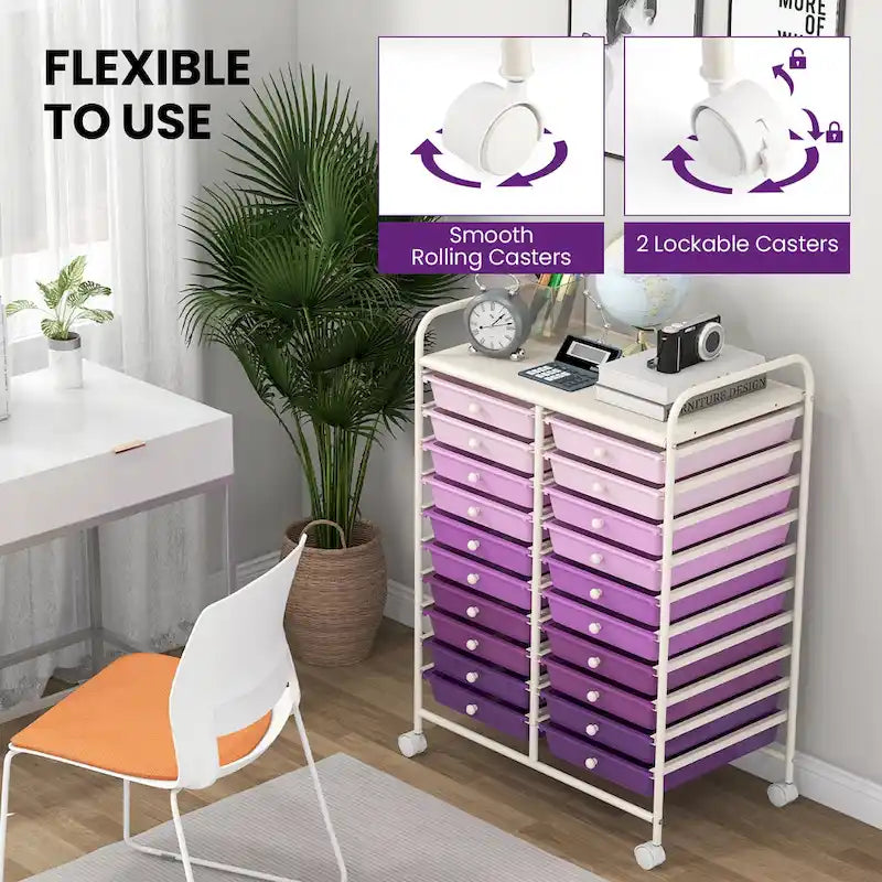 20-Drawer Rolling Storage Cart Art Craft Organizer on Wheels