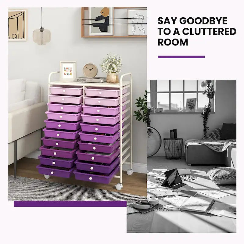 20-Drawer Rolling Storage Cart Art Craft Organizer on Wheels