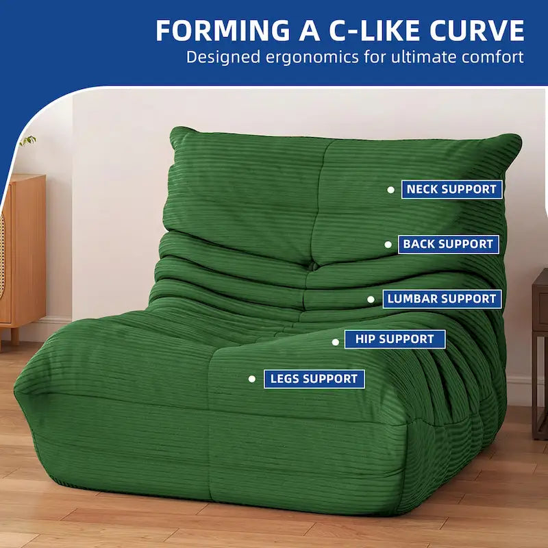 Bean Bag Chairs Single Sofa with Foam Filling, Lazy Floor Sofa for Adults & Kids