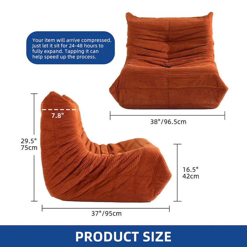 Bean Bag Chairs Single Sofa with Foam Filling, Lazy Floor Sofa for Adults & Kids