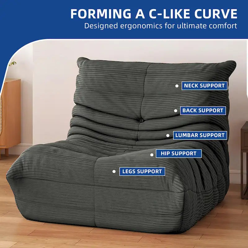 Bean Bag Chairs Single Sofa with Foam Filling, Lazy Floor Sofa for Adults & Kids