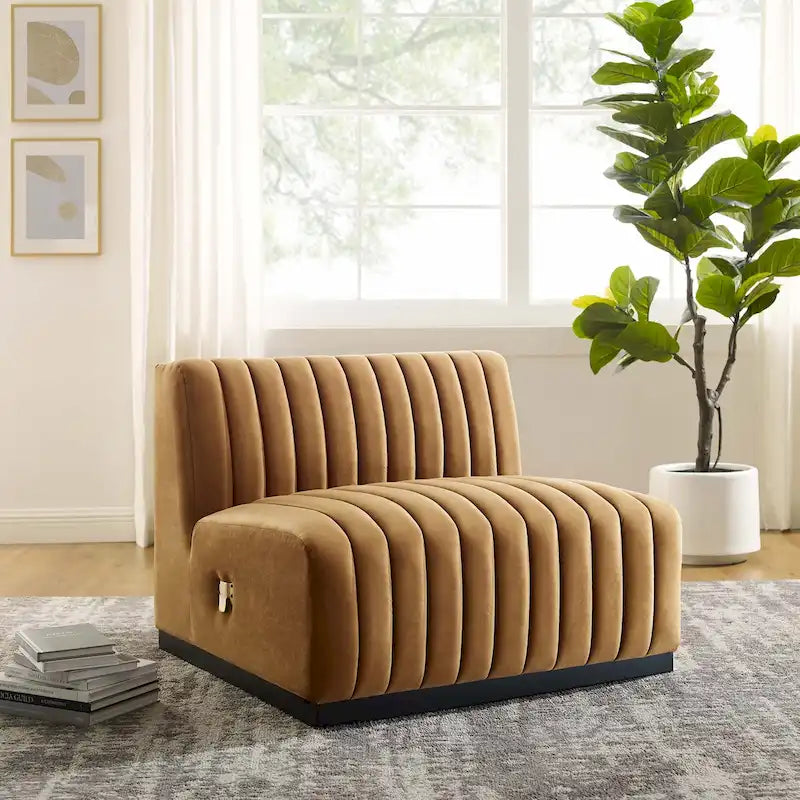 Channel Tufted Performance Velvet Armless Chair