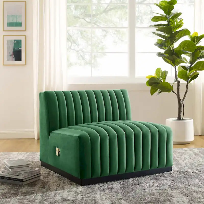 Channel Tufted Performance Velvet Armless Chair