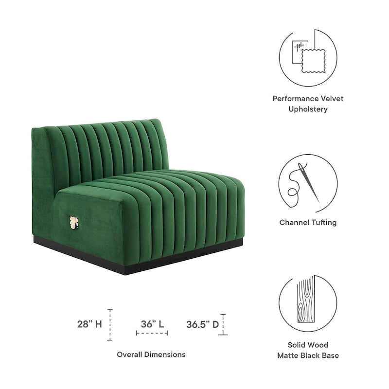 Channel Tufted Performance Velvet Armless Chair