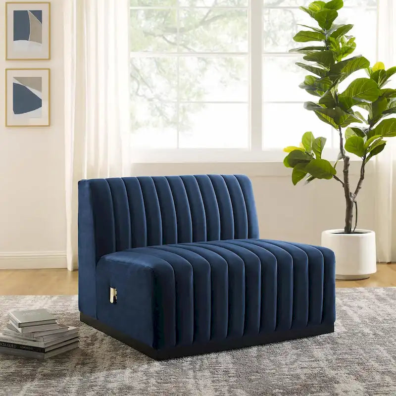 Channel Tufted Performance Velvet Armless Chair