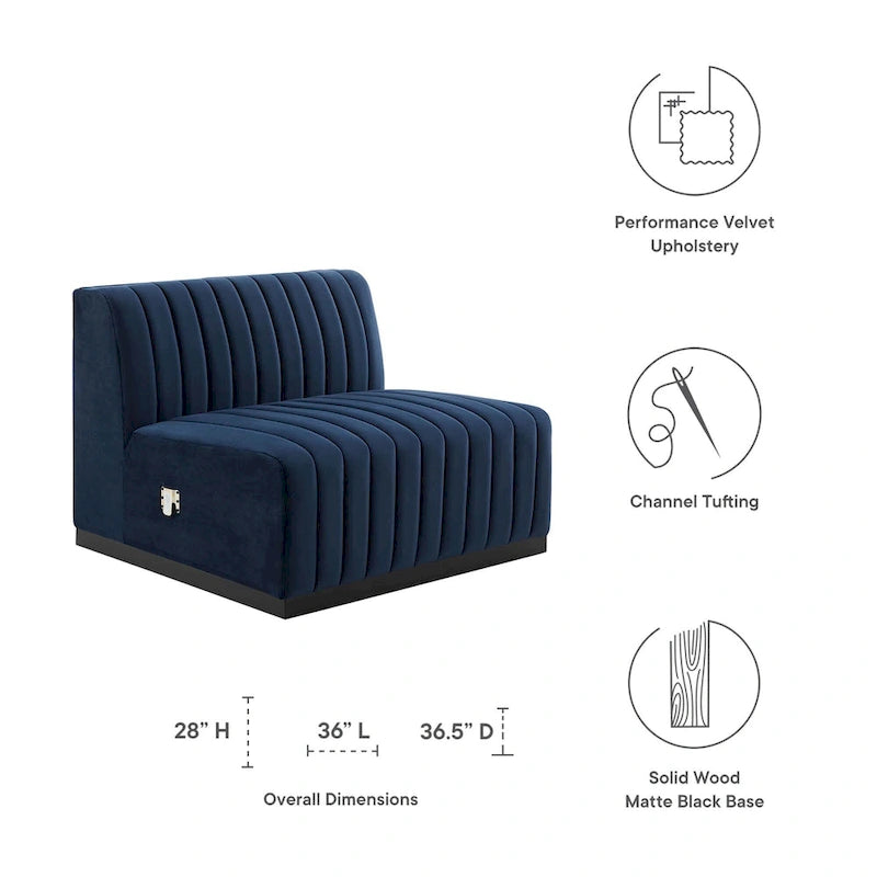 Channel Tufted Performance Velvet Armless Chair