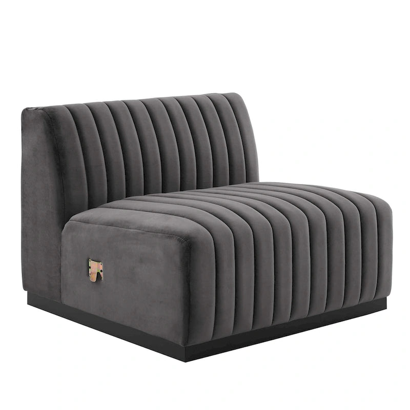 Channel Tufted Performance Velvet Armless Chair