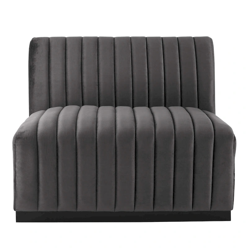 Channel Tufted Performance Velvet Armless Chair