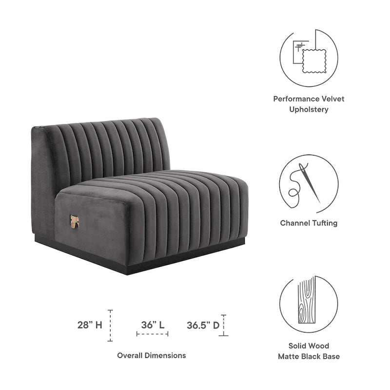 Channel Tufted Performance Velvet Armless Chair
