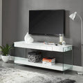 Modern 60-Inch Glass TV Console with 1 Shelf & 1 Drawer