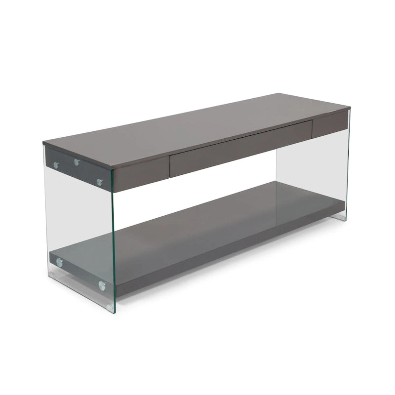 Modern 60-Inch Glass TV Console with 1 Shelf & 1 Drawer