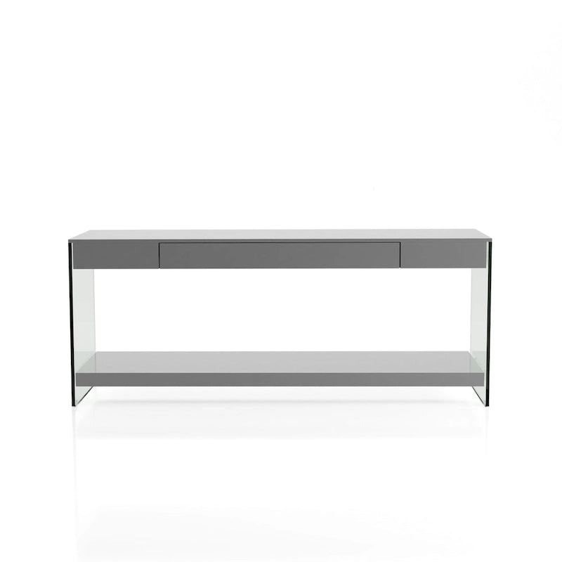 Modern 60-Inch Glass TV Console with 1 Shelf & 1 Drawer