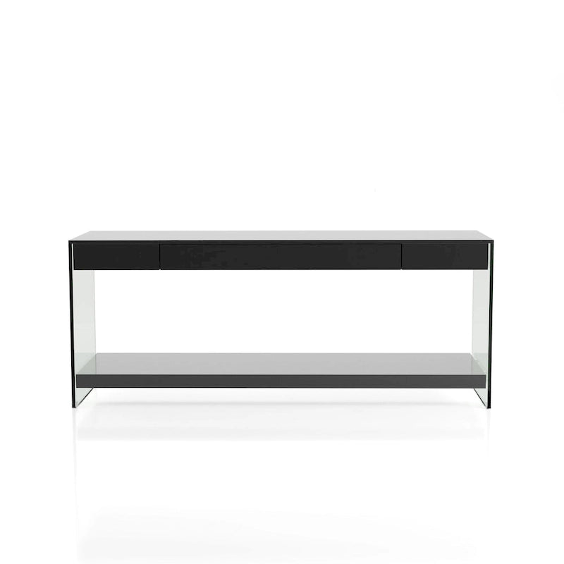 Modern 60-Inch Glass TV Console with 1 Shelf & 1 Drawer
