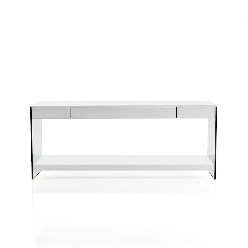 Modern 60-Inch Glass TV Console with 1 Shelf & 1 Drawer