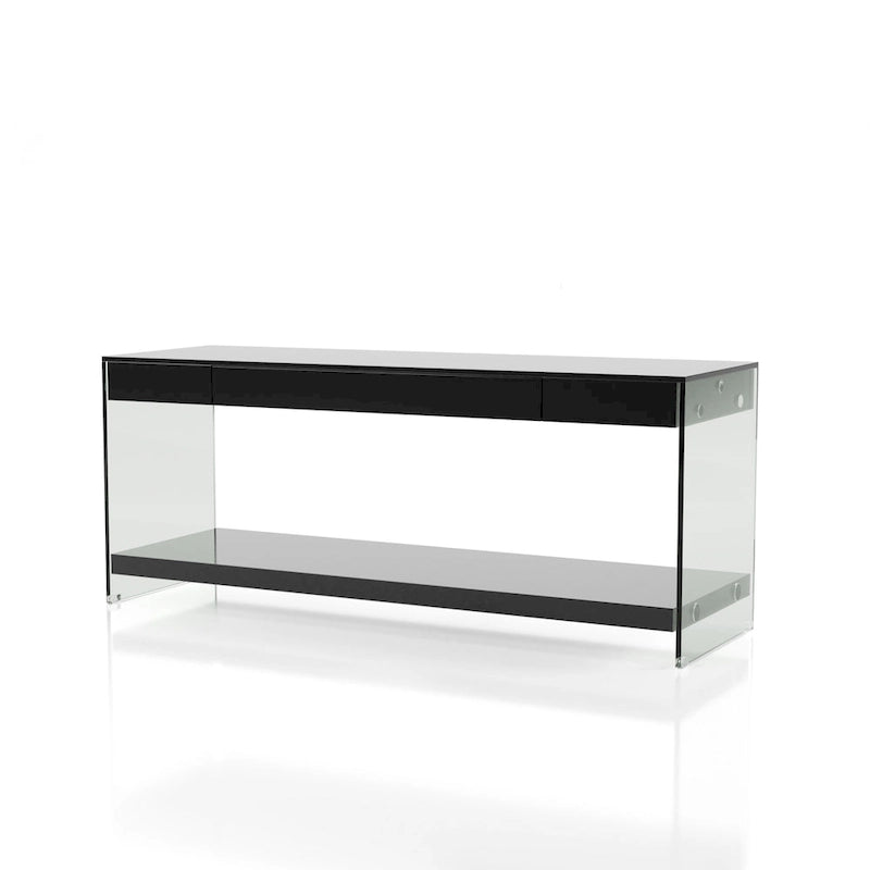 Modern 60-Inch Glass TV Console with 1 Shelf & 1 Drawer