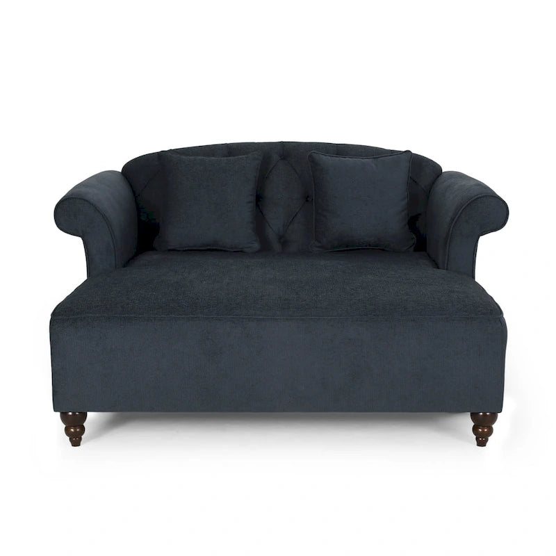 Contemporary Tufted Double Chaise Lounge with Accent Pillows - 63.00 L x 58.50 W x 34.50 H