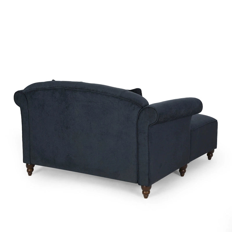 Contemporary Tufted Double Chaise Lounge with Accent Pillows - 63.00 L x 58.50 W x 34.50 H