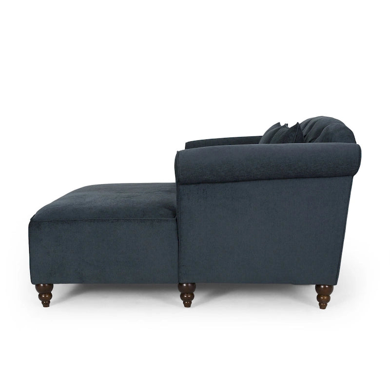 Contemporary Tufted Double Chaise Lounge with Accent Pillows - 63.00 L x 58.50 W x 34.50 H
