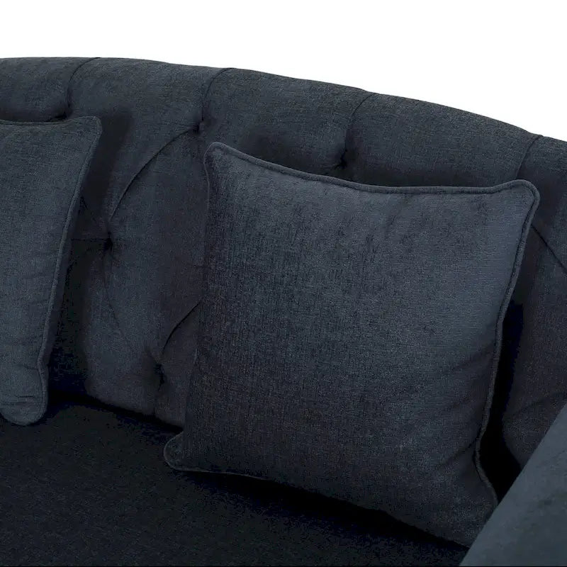 Contemporary Tufted Double Chaise Lounge with Accent Pillows - 63.00 L x 58.50 W x 34.50 H