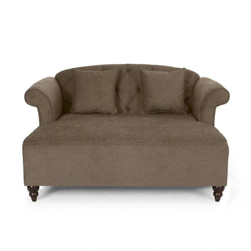 Contemporary Tufted Double Chaise Lounge with Accent Pillows - 63.00 L x 58.50 W x 34.50 H