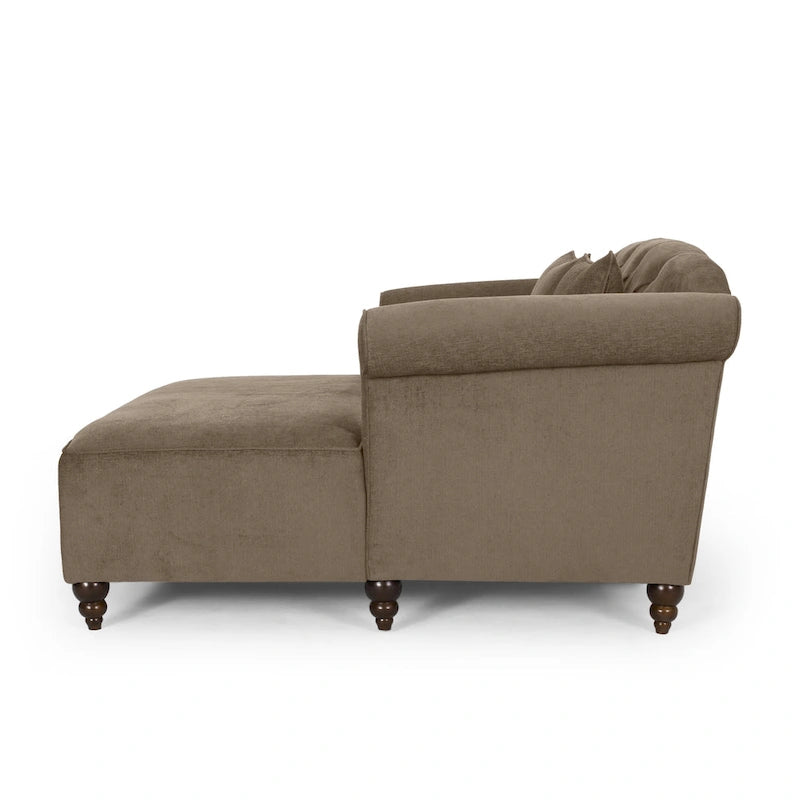 Contemporary Tufted Double Chaise Lounge with Accent Pillows - 63.00 L x 58.50 W x 34.50 H