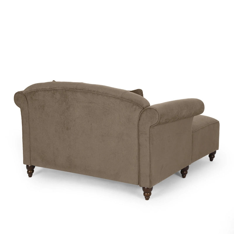 Contemporary Tufted Double Chaise Lounge with Accent Pillows - 63.00 L x 58.50 W x 34.50 H