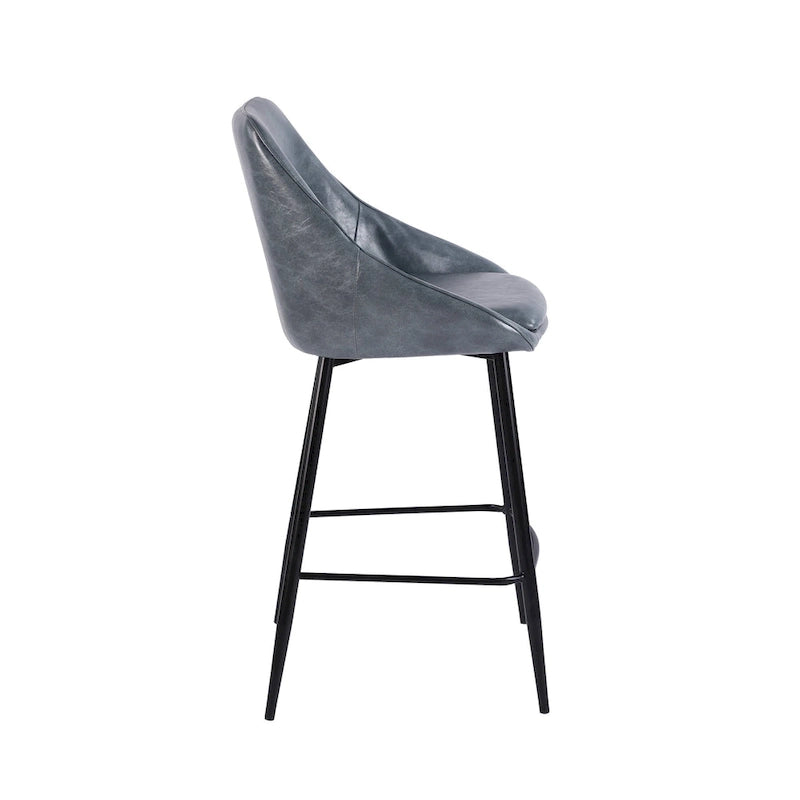 Counter Stools Set of 2, PU Leather Upholstery, Iron Legs