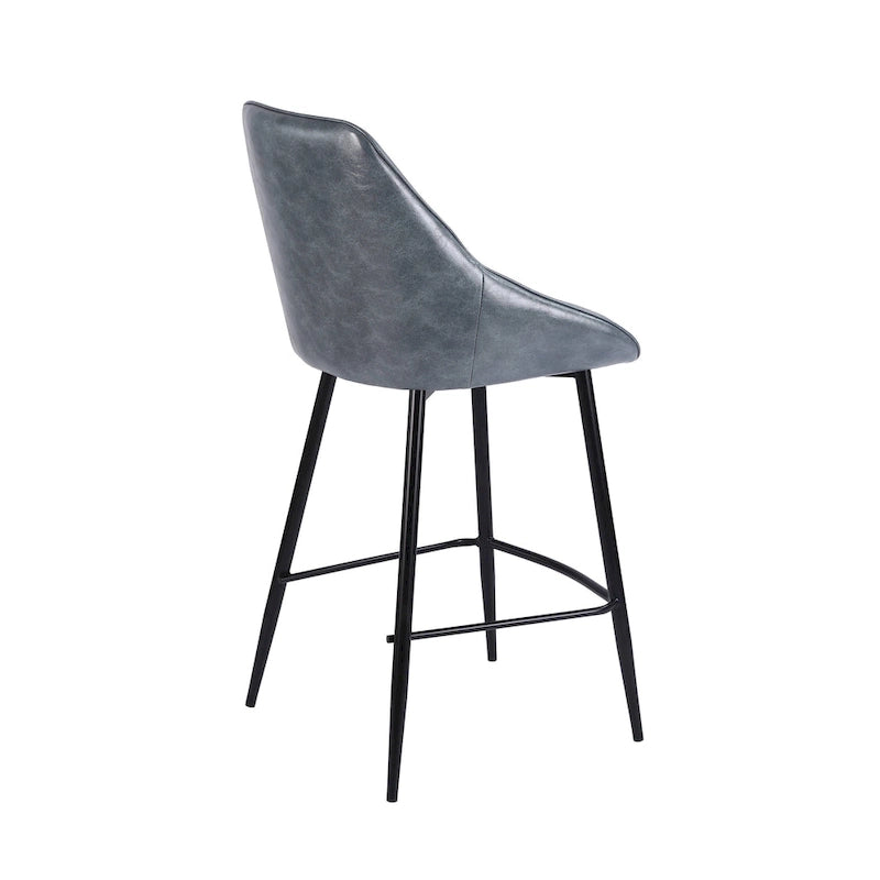 Counter Stools Set of 2, PU Leather Upholstery, Iron Legs