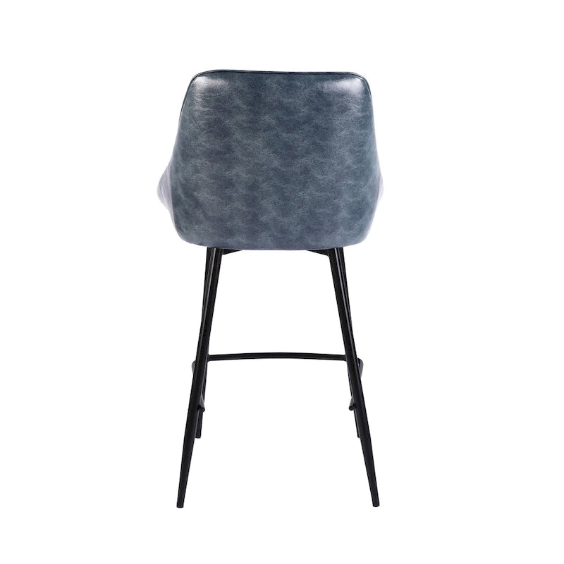 Counter Stools Set of 2, PU Leather Upholstery, Iron Legs