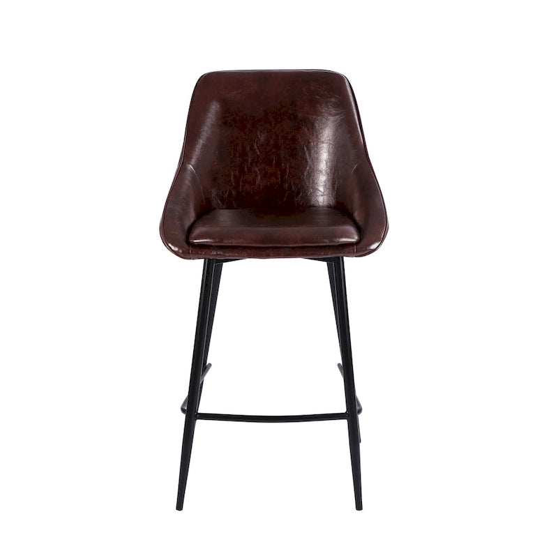 Counter Stools Set of 2, PU Leather Upholstery, Iron Legs