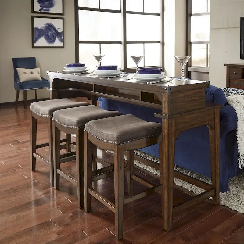 Russet Brown Upholstered Console Stool (Single Stool Only)