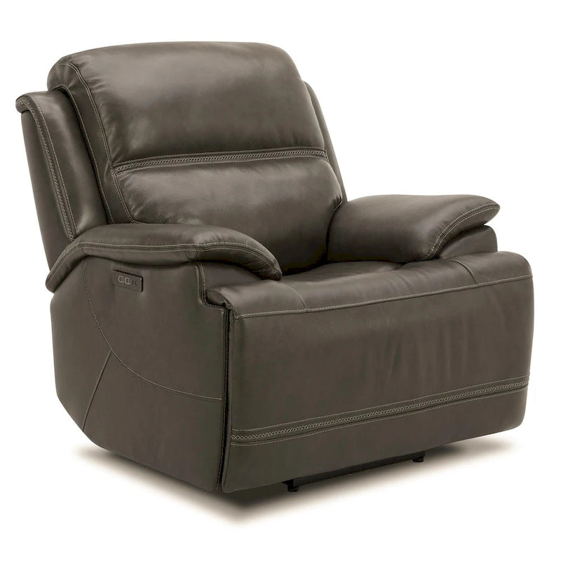 Leather Power Swivel Glide Recliner - Graphite Grey