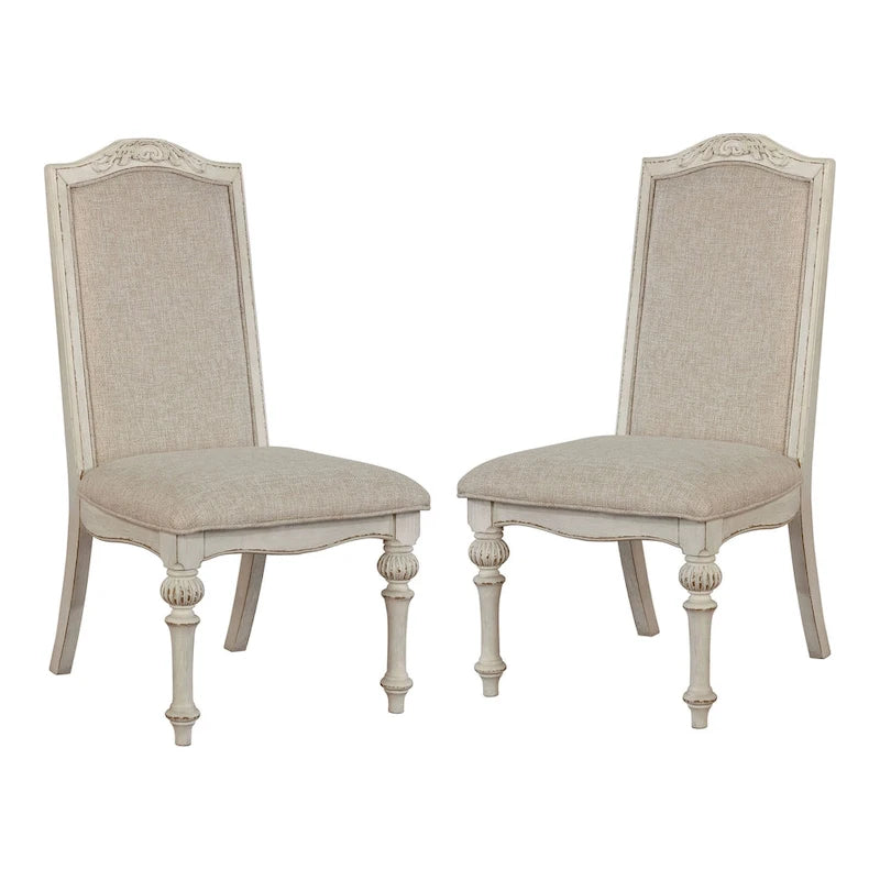 Farmhouse Antique White Dining Chairs (Set of 2)