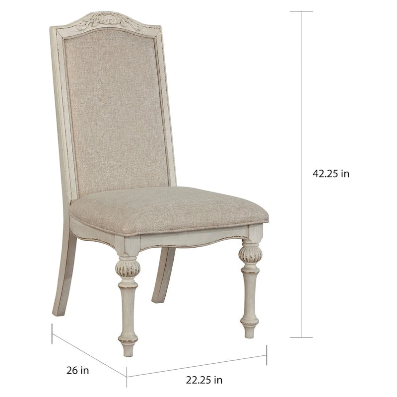 Antiekwitte eetkamerstoelen in boerderijstijl (set van 2)
