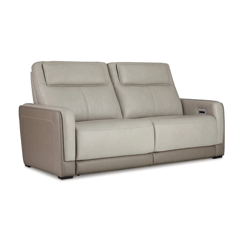 Silver 2-Seat Power Reclining Sofa with Adjustable Headrest - 85W x 40D x 43H