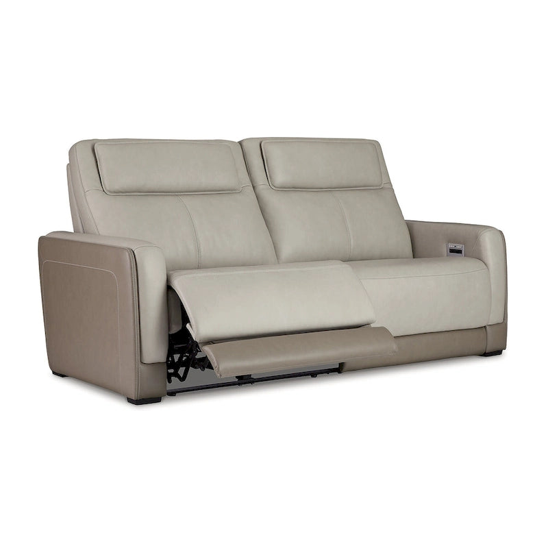 Silver 2-Seat Power Reclining Sofa with Adjustable Headrest - 85W x 40D x 43H