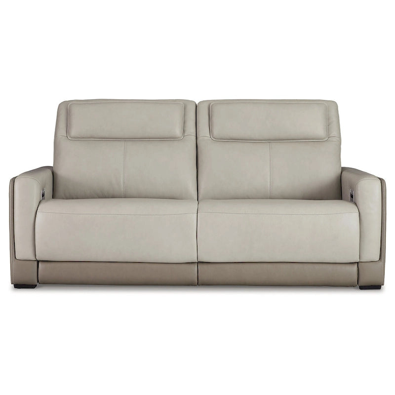 Silver 2-Seat Power Reclining Sofa with Adjustable Headrest - 85W x 40D x 43H