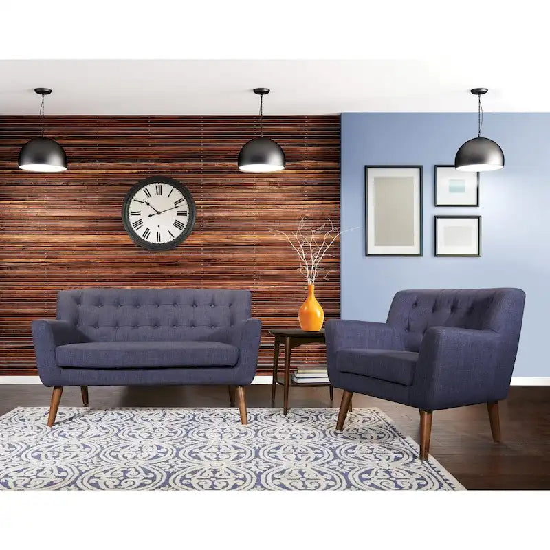 Mid-Century Tufted Back Fabric Loveseat