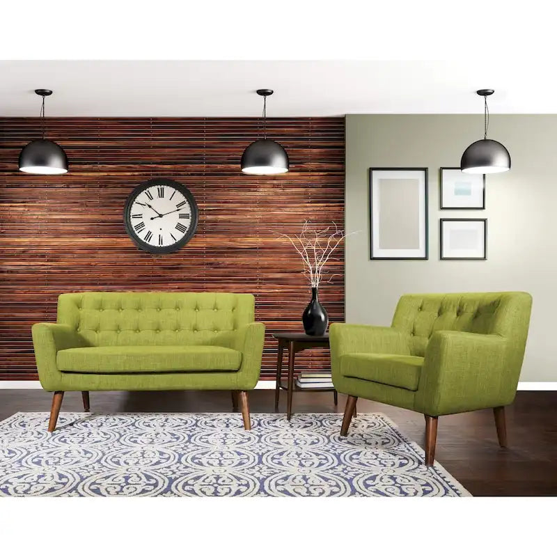 Mid-Century Tufted Back Fabric Loveseat