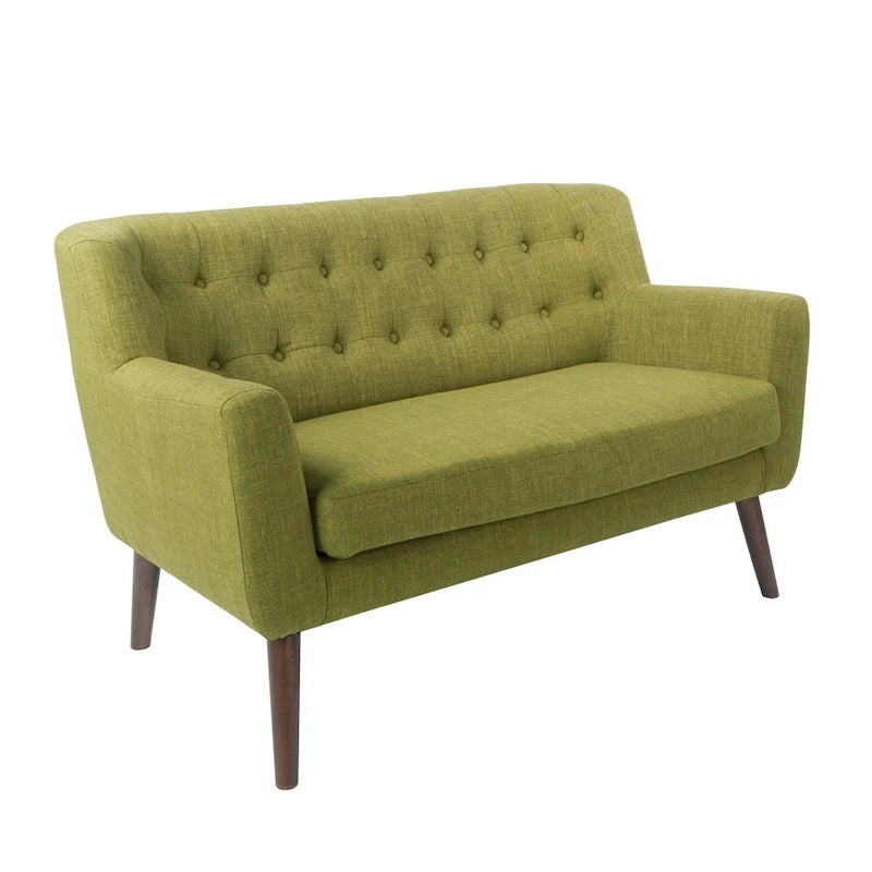 Mid-Century Tufted Back Fabric Loveseat