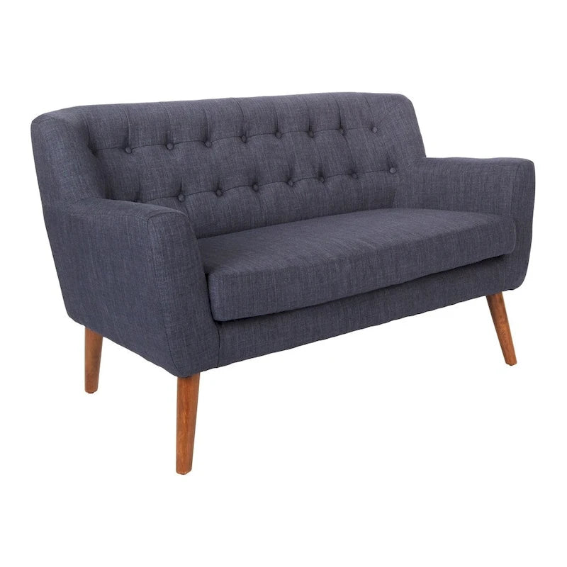 Mid-Century Tufted Back Fabric Loveseat