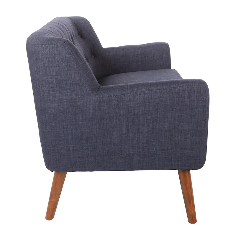 Mid-Century Tufted Back Fabric Loveseat