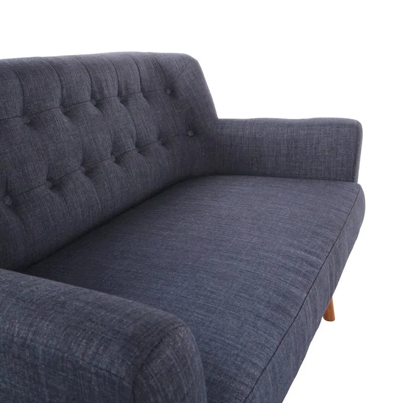 Mid-Century Tufted Back Fabric Loveseat