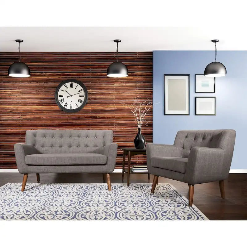 Mid-Century Tufted Back Fabric Loveseat