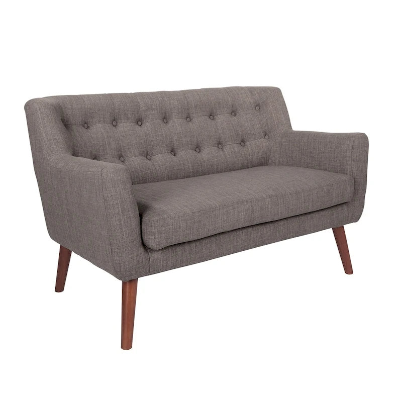 Mid-Century Tufted Back Fabric Loveseat