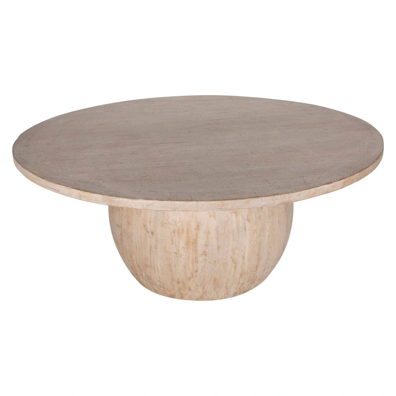 72 Round Reclaimed Pine Modern Dining Table with Ball Pedestal Base