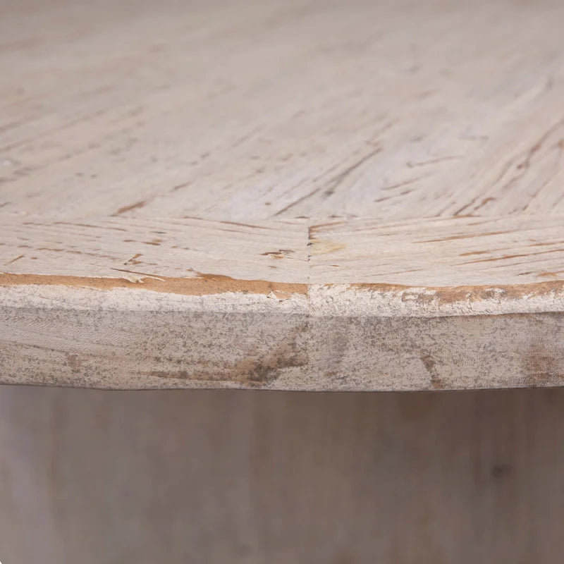 72 Round Reclaimed Pine Modern Dining Table with Ball Pedestal Base